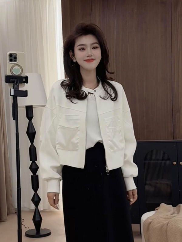 韩版宽松小个子立领短外套女2025春季新款复古洋气设计感夹克上衣|undefined