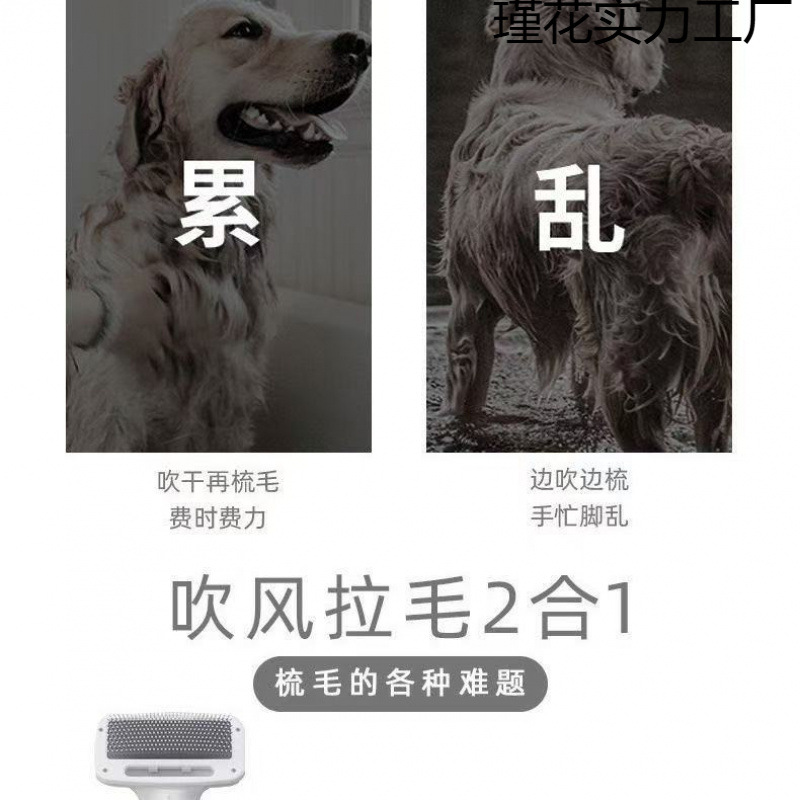 Secador de pelo para mascotas, artefacto de cepillado, perro, secador de pelo esponjoso integrado de secado rápido