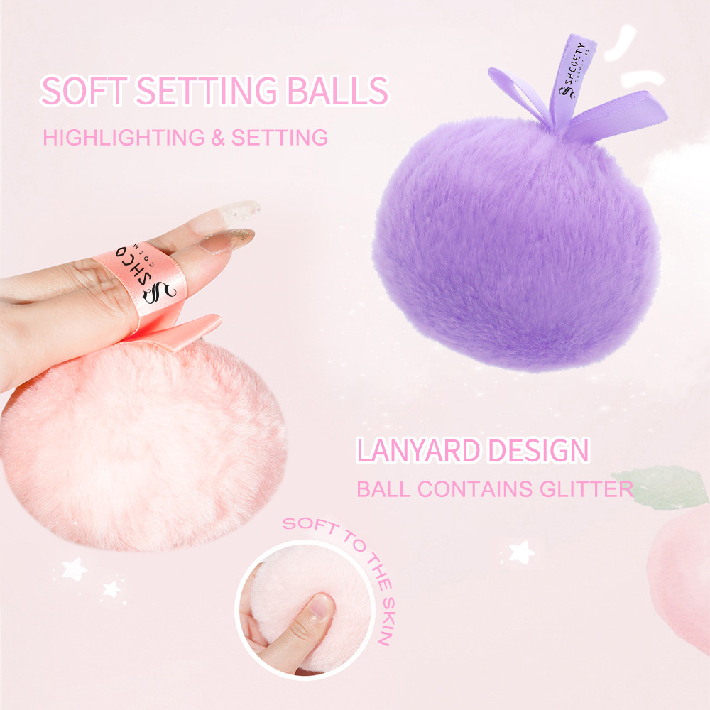 3-color cross-border sparkling Peach high-gloss setting, hairball for brightening the face and contouring the body, diamond sparkling powder puff Specification drawing