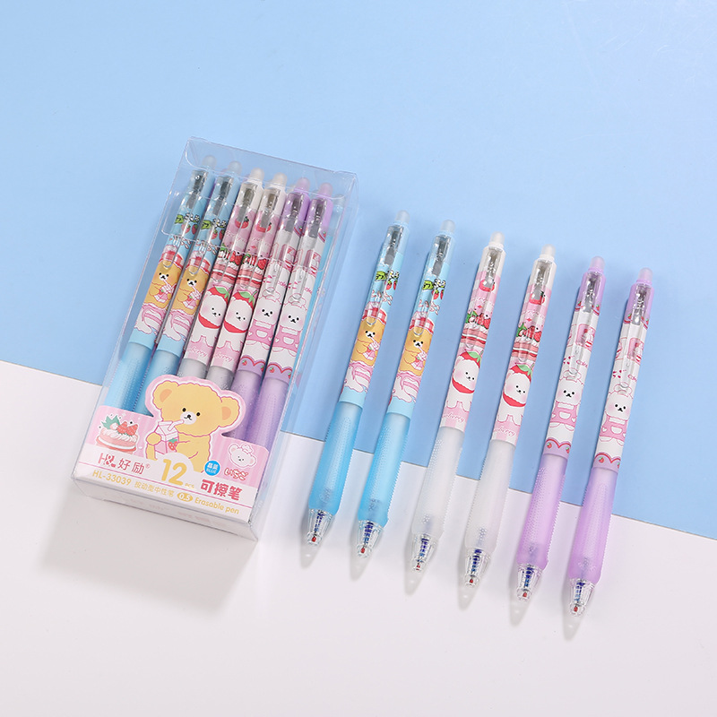 Haoli empuje de recarga borrable 0,5 M cristal azul Mo fácil de limpiar caliente borrable estudiante Mo le pluma de gel pluma a base de agua