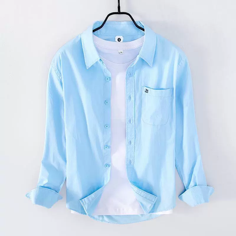 Fall 1247 Японская Повседневная Однотонная рубашка, мужская хлопковая рубашка, мужская Молодежная куртка, цельная доставка