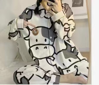 メーカー卸売春と秋の女性用パジャマ漫画ホーム服女の子長袖ズボンラペル在庫ありかわいいダブルロング|undefined