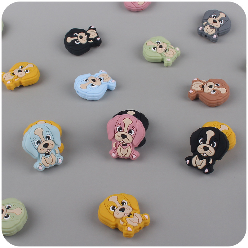 Bebé suministros de dibujos animados animal silicona perro mordedor creativo DIY bebé molar pezón anti-caída cadena Accesorios