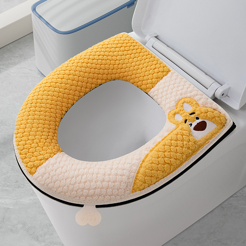いちご熊チャック式トイレマット漫画座布団カバー汎用防水トイレ座布団カバートイレ座布団を厚くする|undefined