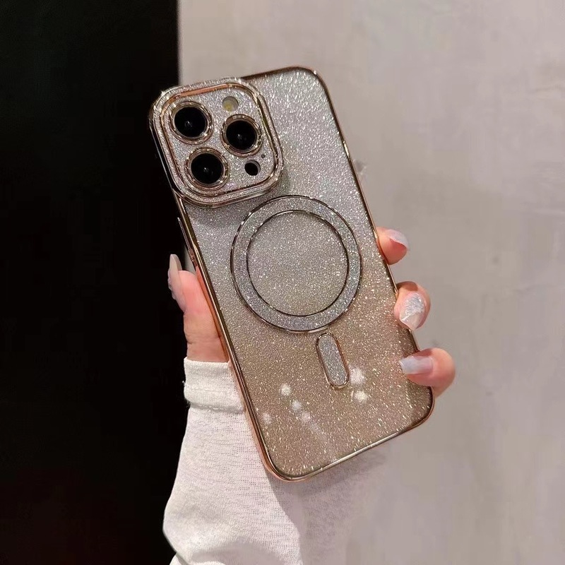 iPhone15proMAXに適した新しいモデルグリッターグラデーション磁気充電携帯電話ケースApple 13オールインクルーシブ落下防止|undefined