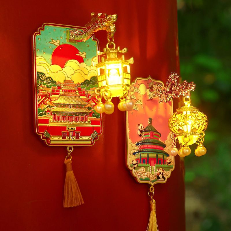 全国旅游纪念品文创立体珐琅烤漆磁吸发光金属冰箱贴宫灯冰箱贴|undefined