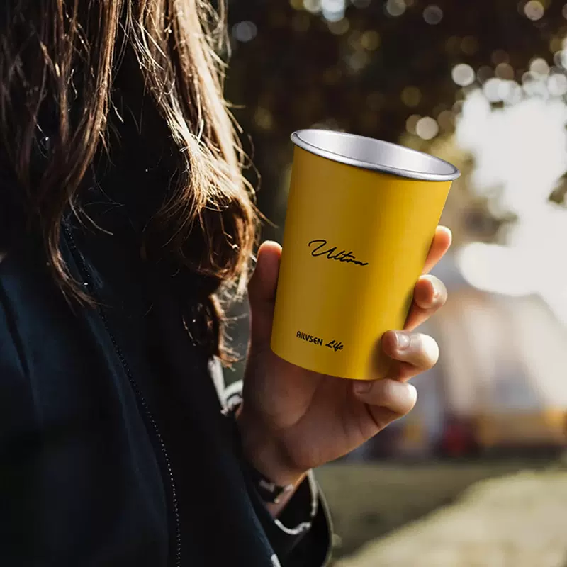 一次性杯子商用高级感小米黄内铝箔纸杯加厚铝箔水杯纸杯子批发