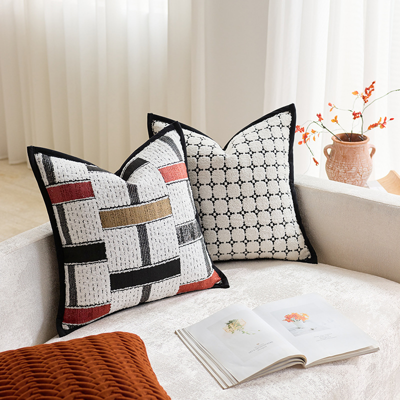 Casas transfronterizas modernas y simples jacquard almohada de hotel modelo de habitación decoración cojín cubierta de sofá sala de estar almohada cubierta