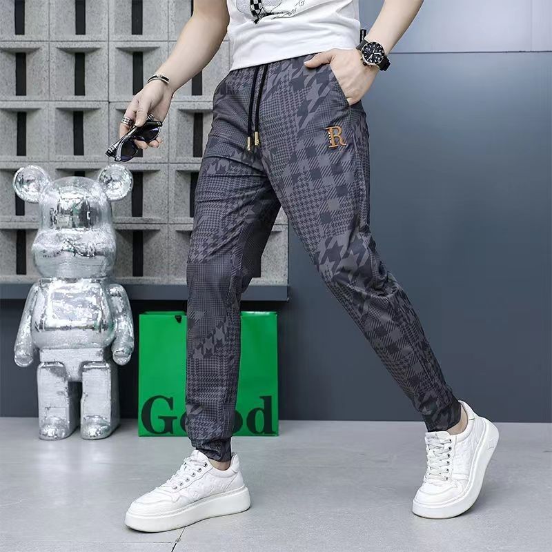 Men's Casual Pants 2024 Summer New Slim-fit Trendy All-match High-end Handsome Fashion Stretch Pants Leggings