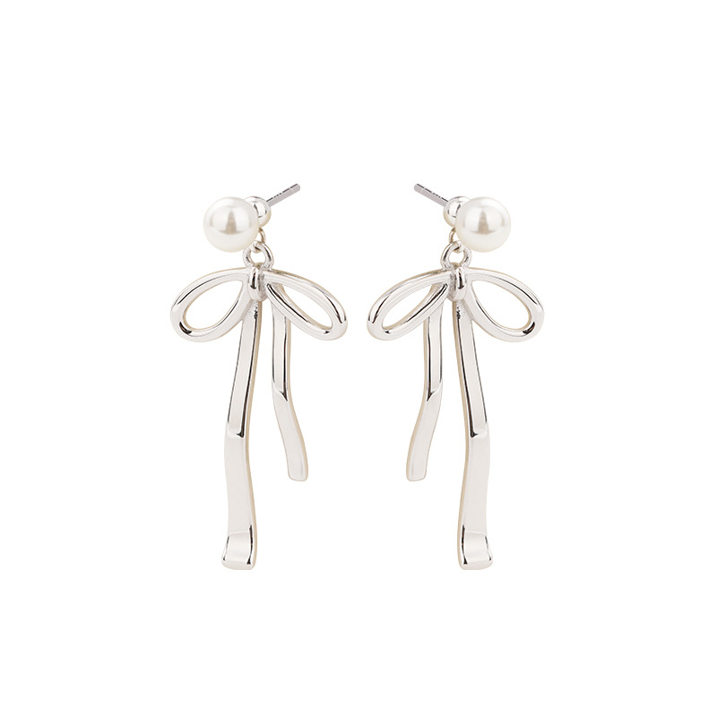 925 plata esterlina dos arcos de perla aretes de perla mujeres de verano instills viento de alta calidad aretes de perlas