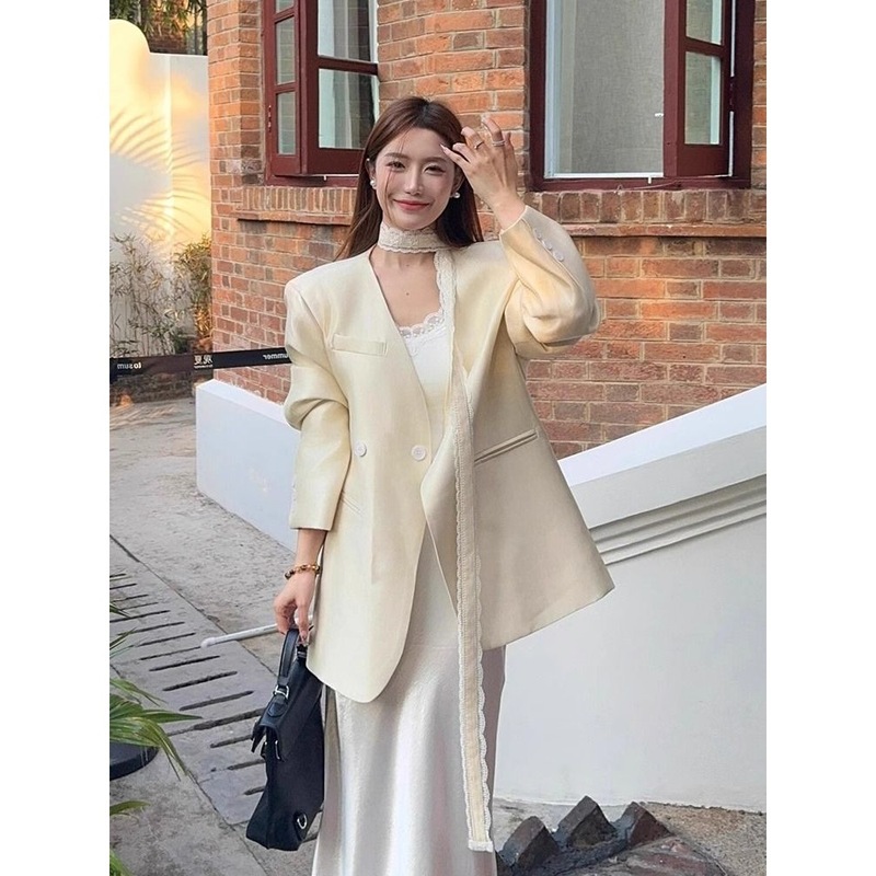 高级感小西装外套女2025春秋季新款小个子名媛设计感半身裙两件套|undefined
