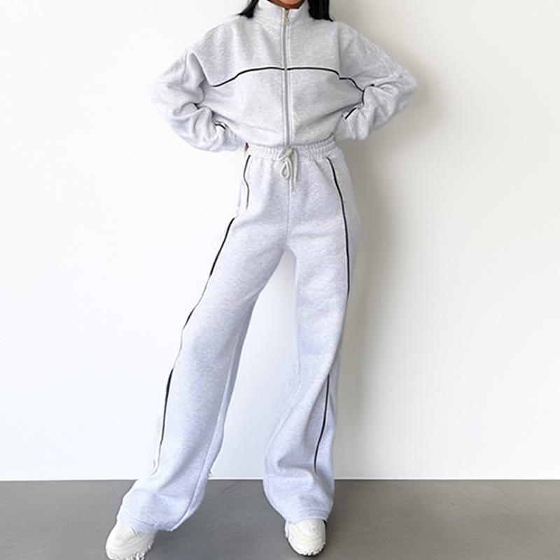 2026 Spring New European And American Women's Clothing Cross-Border Sports Suit Casual Zipper Cardigan Fashion_ecoleips.com