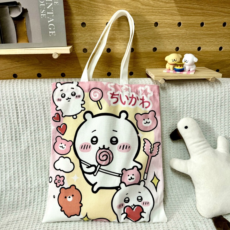 High-Looking Canvas Bag, Large Capacity, Cute Cartoon Lilo and Stitch Student Book Shoulder Bag, Satchel Shopping Bag for Women