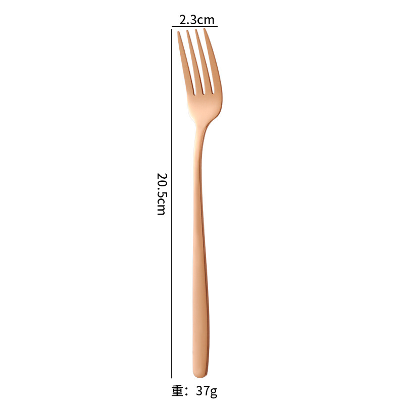 Cuchillo de acero inoxidable, tenedor y cuchara de postre coreano café mango largo revolviendo cuchara hogar comiendo cuchara vajilla de acero inoxidable