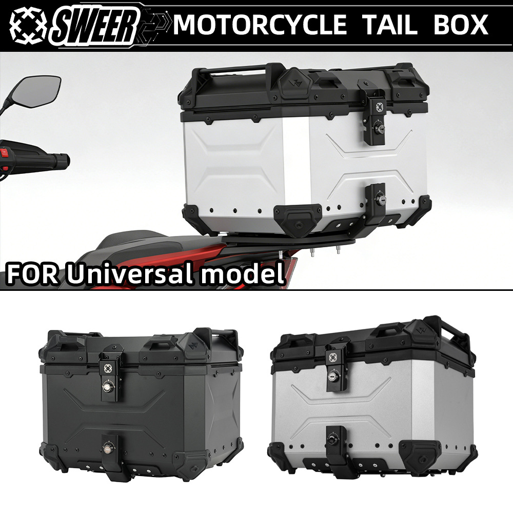 Motorcycle 45L Aluminum Alloy Tail Box Rear Luggage Box Electric Vehicle Scooter Universal Storage Box Large Capacity Wholesale