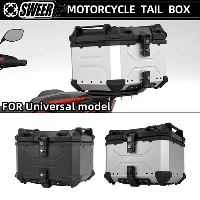 Motorcycle 45L Aluminum Alloy Tail Box Rear Luggage Box Electric Vehicle Scooter Universal Storage Box Large Capacity Wholesale