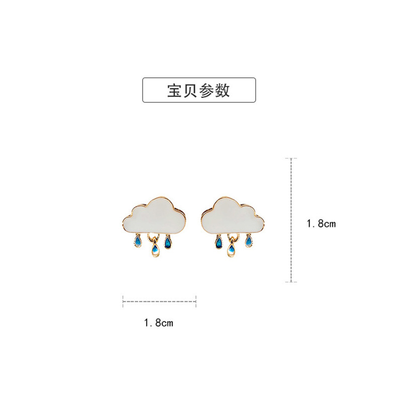 Japan And South Korea Fashion Earrings Cloud Raindrops Pendant Rhinestone Resin Stud Earrings Wholesale display picture 3
