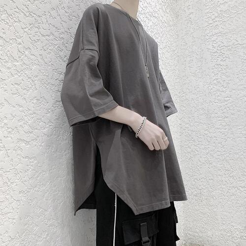 Short-sleeved t-shirt men's Korean trend split loose personalized half-sleeve top casual all-matching T-shirt cec fashion brand