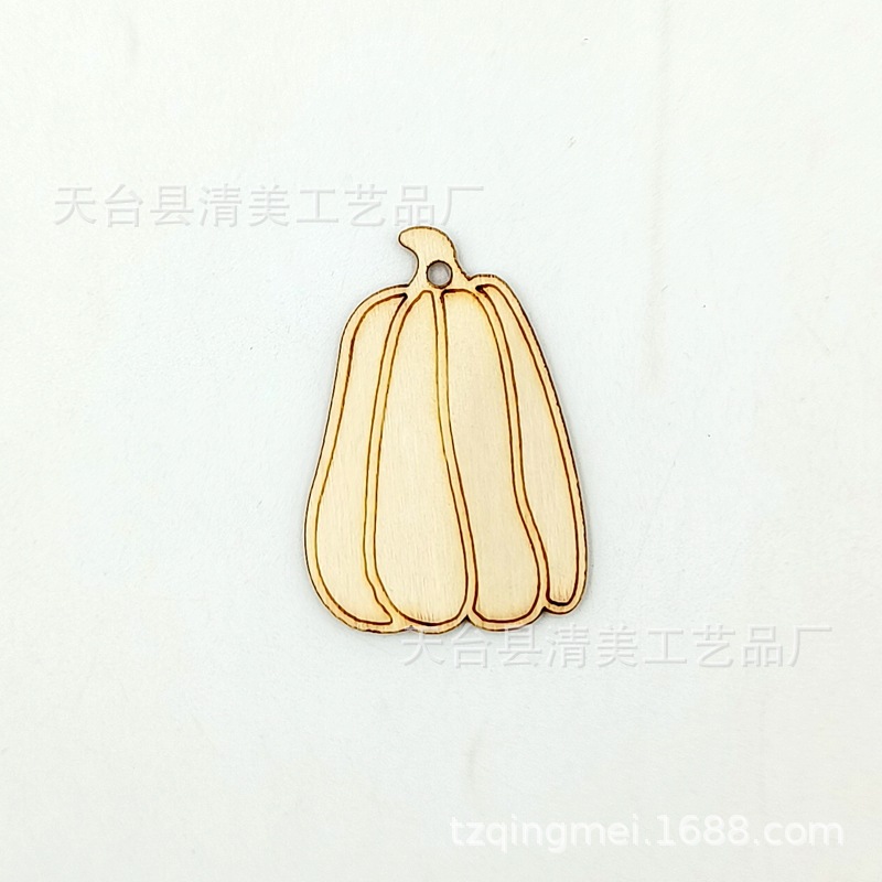 Halloween Acción de Gracias madera grabado calabaza hueco forma DIY madera artesanía decorativa 25 unids/bolsa con cuerda cáñamo
