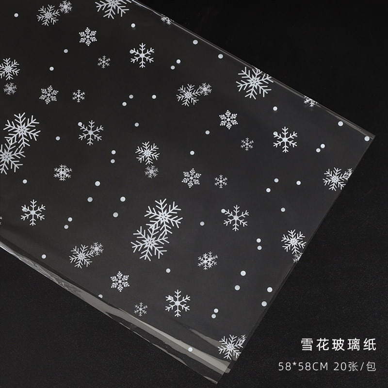 Papel de vidrio de nieve red papel de embalaje de Navidad manzana impermeable papel de regalo transparente Nochebuena lote de papel de envoltura de flores image 9