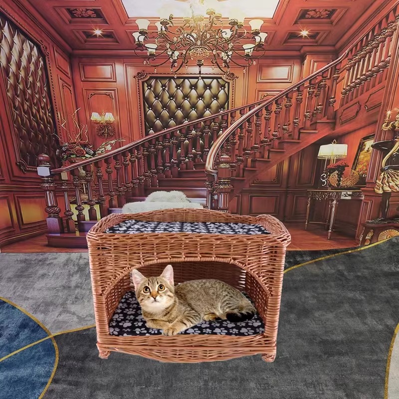 Mascotas de verano ratana gato casa de gatos villa cuatro estaciones gatos de Teddy jaula gatos casa de gatos red gato nido