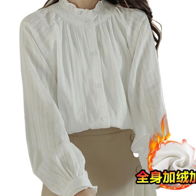 边白衬衫女设计感小众2025春秋新款长袖叠穿衬衣宽松甜美上衣|undefined