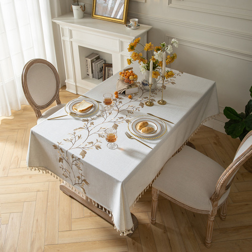 Cotton and linen tablecloth linen rectangular small fresh simple modern western restaurant tablecloth coffee table tassel cover