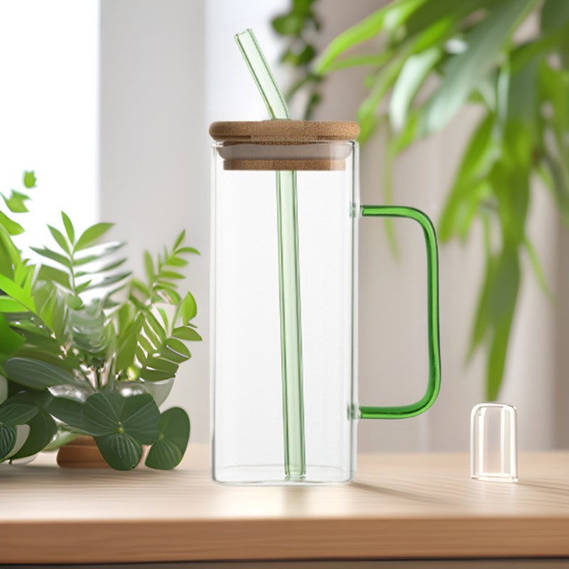 Taza cuadrada de vidrio con alto contenido de borosilicato, taza de sorbente de jugo de alto valor, taza de té para el hogar, taza de leche transparente al por mayor