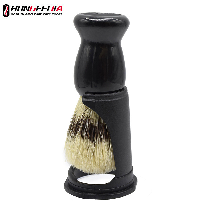 Cross-Border Men's Beard Brush, Soft Bristle Facial Cleansing Brush, Manual Shaving Brush, Shaving Foam Bowl with Traditional Beard Stand