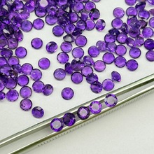 批发天然南非紫水晶戒面棉裂体圆形钻石切割面尖底裸石首饰半成品