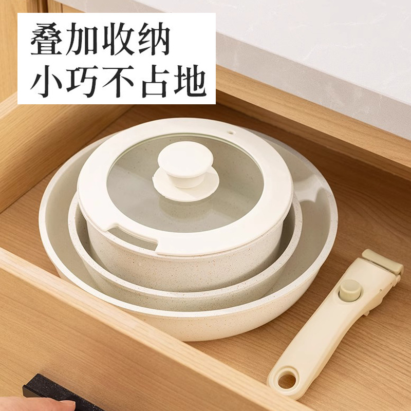 Olla de juego desmontable, sartén antiadherente, mango de olla de sopa, sartén de piedra médica separable, olla de alto valor