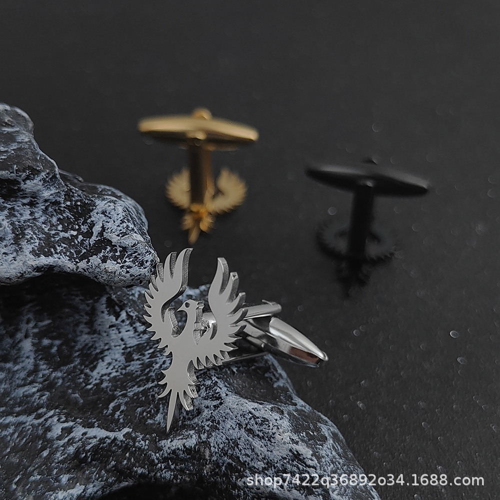 Golden Phoenix Cufflinks Men's Elegant and High-End Shirt Cuff Decorative Buttons Bags Shoes and Hats Personalized Decorative Goods