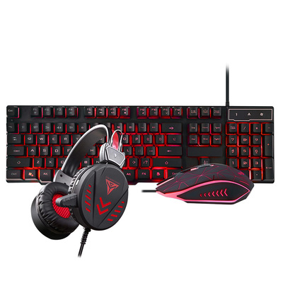 Mechanics Feel keyboard mouse suit headset Four piece suit game computer Desktop Wired Key mouse Backlight household