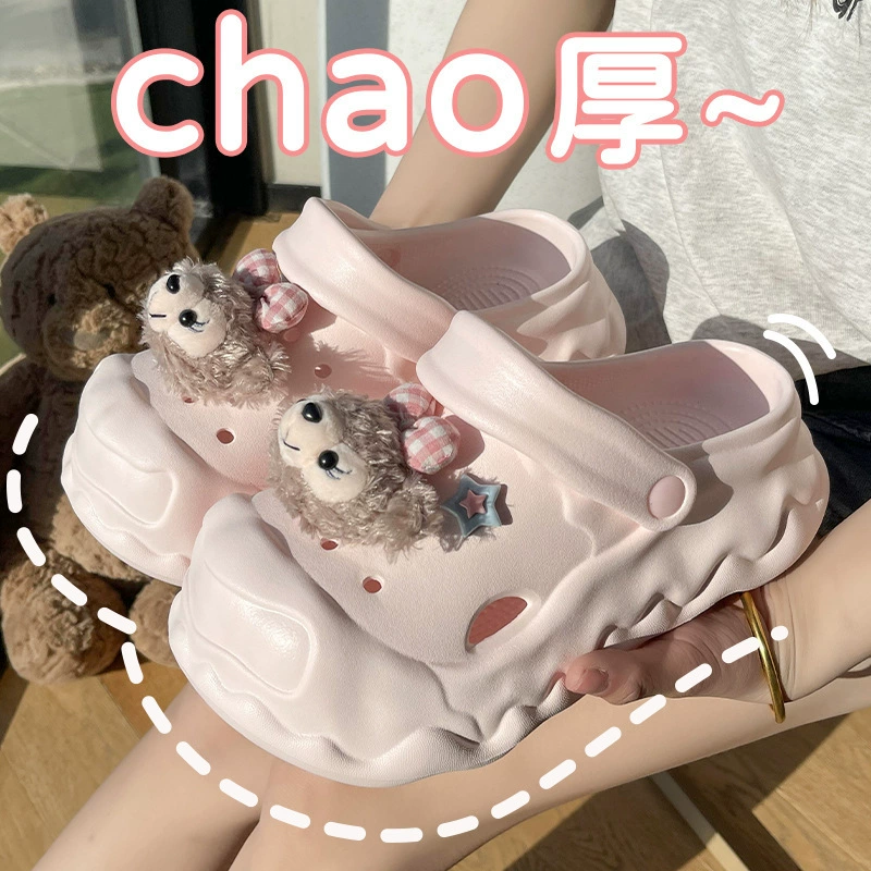 Летние сабо, увеличивающие рост, милые домашние сандалии Shirley Rose с мультяшным принтом, универсальные нескользящие сандалии на два сезона.