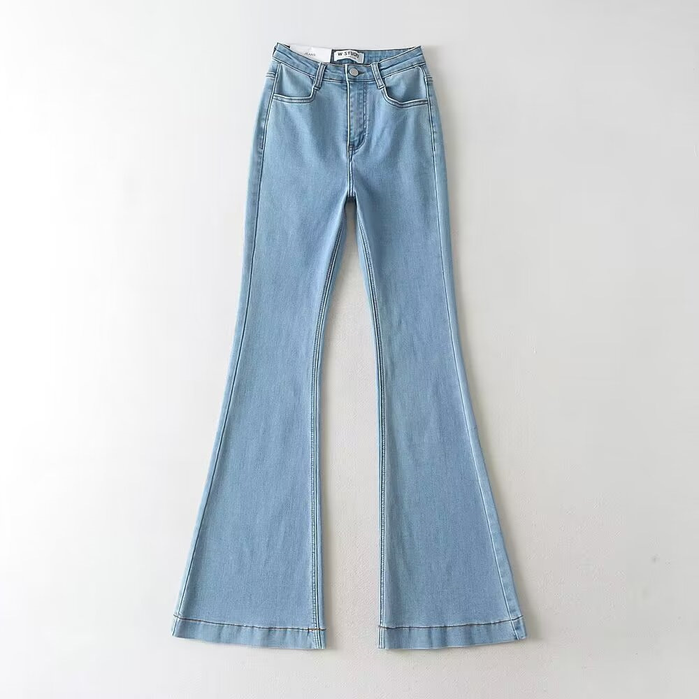 YPFF Trendy Women's Autumn New European And American Style Fashion Washed High-Waisted Slim-Fit Butt-Lifting Slight_ecoleips.com