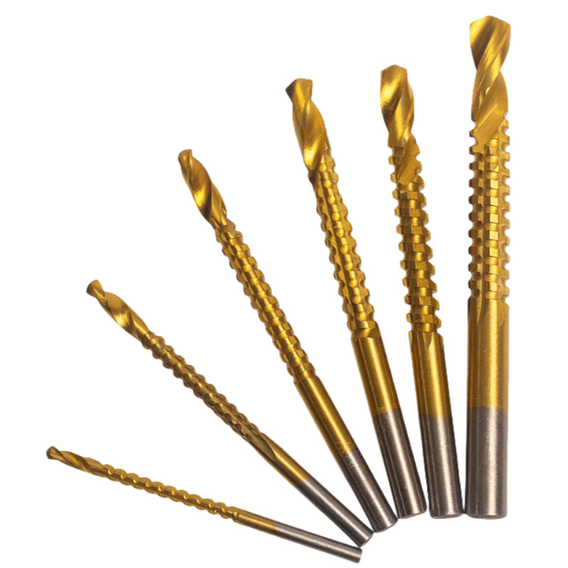 Taladro helicoidal dentado mango redondo de acero de alta velocidad 6 piezas para trabajar la madera taladro ranurado taladro de torsión dentado mango recto taladro dentado