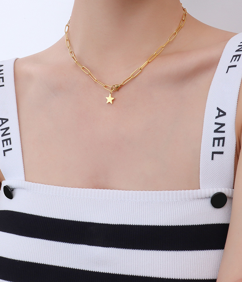 Women'S Gender PVD Coated Real Gold Plated Geometric Titanium Steel Waterproof Non Tarnish Necklace