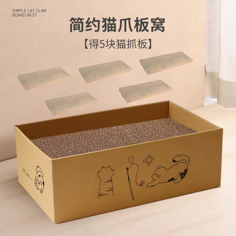 Хит продаж! Новая прямоугольная кошачья лежанка из гофрированного картона с пятью досками для когтей, товары для животных.