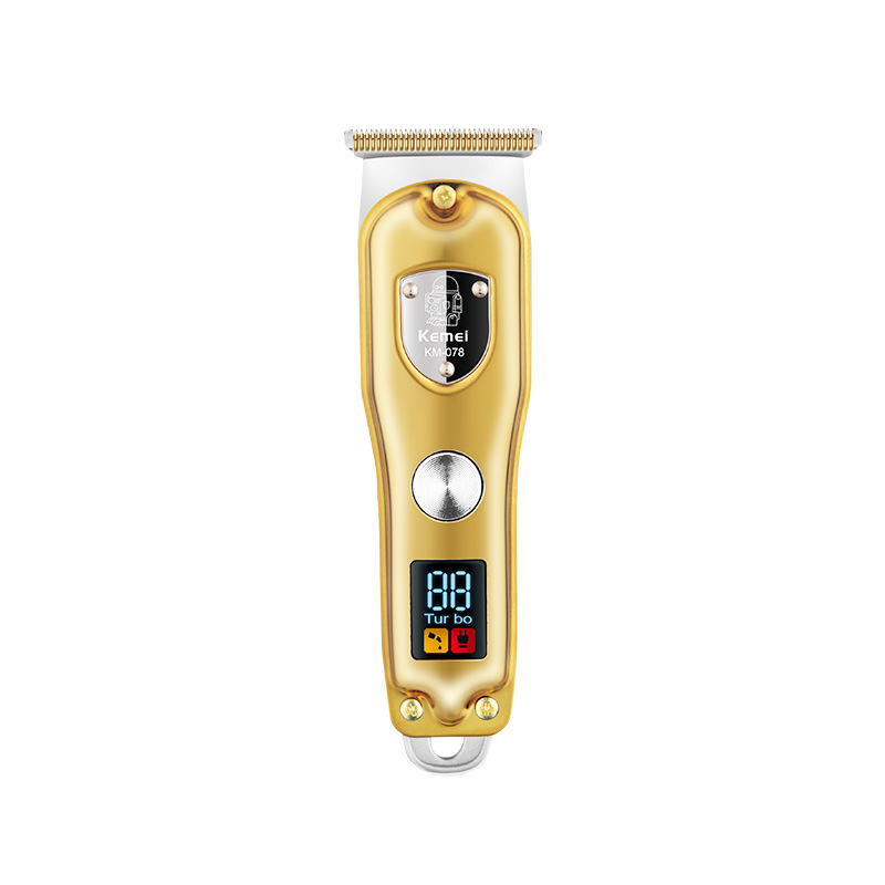 KEMEI transfronteriza cortador de acero inoxidable cabeza cortadora de cabello eléctrica LCD pantalla digital peluquería profesional de carga rápida tijeras de peluquero