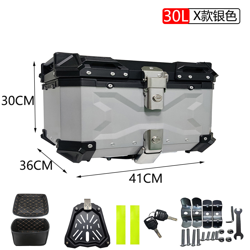 Caja de cola de aleación de aluminio de liberación rápida 25L30L36L45L55L65L caja de almacenamiento de la motocicleta caja de aluminio