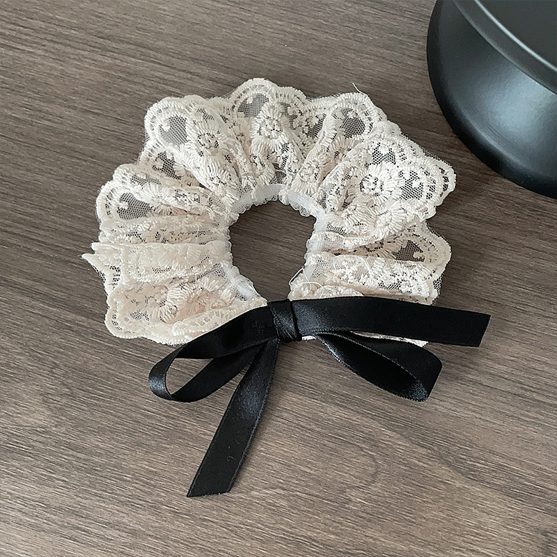 韩风高弹力蕾丝大肠发圈女耐用大方巾头饰皮筋发绳高级感头花发饰|undefined