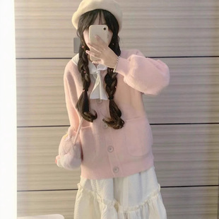 Wholesale Plus Size 100kg Extra Large College Style Solid Color Cardigan Sweater Winter Loose Versatile Knitwear Jacket