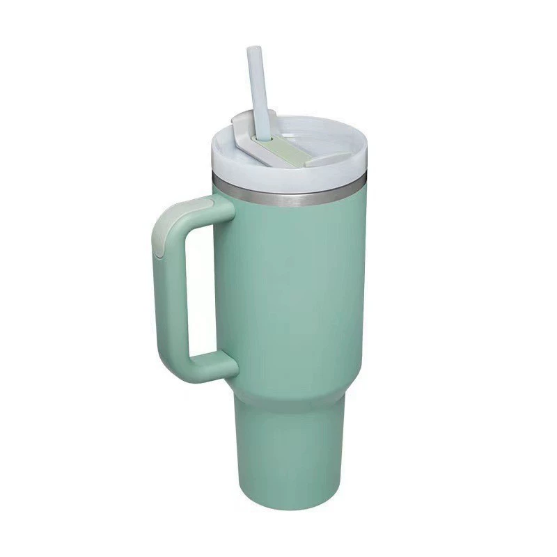 Двухслойная стеклянная кружка для чая, 40 oz (1200 мл), утолщённая, с крышкой и трубочкой