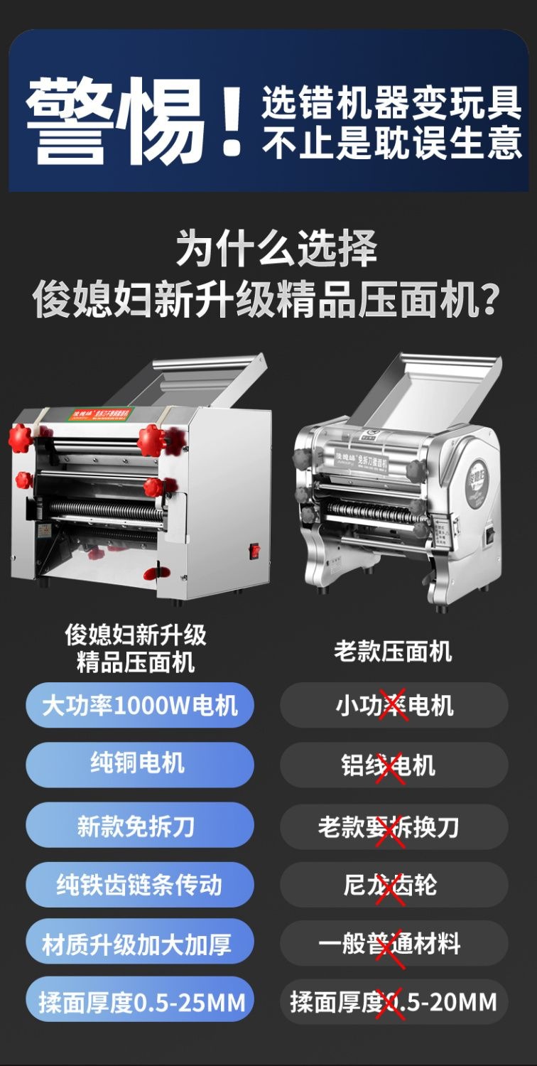 俊媳妇免拆刀商用压面机电动大型面条机揉面机不锈钢全自动擀面机