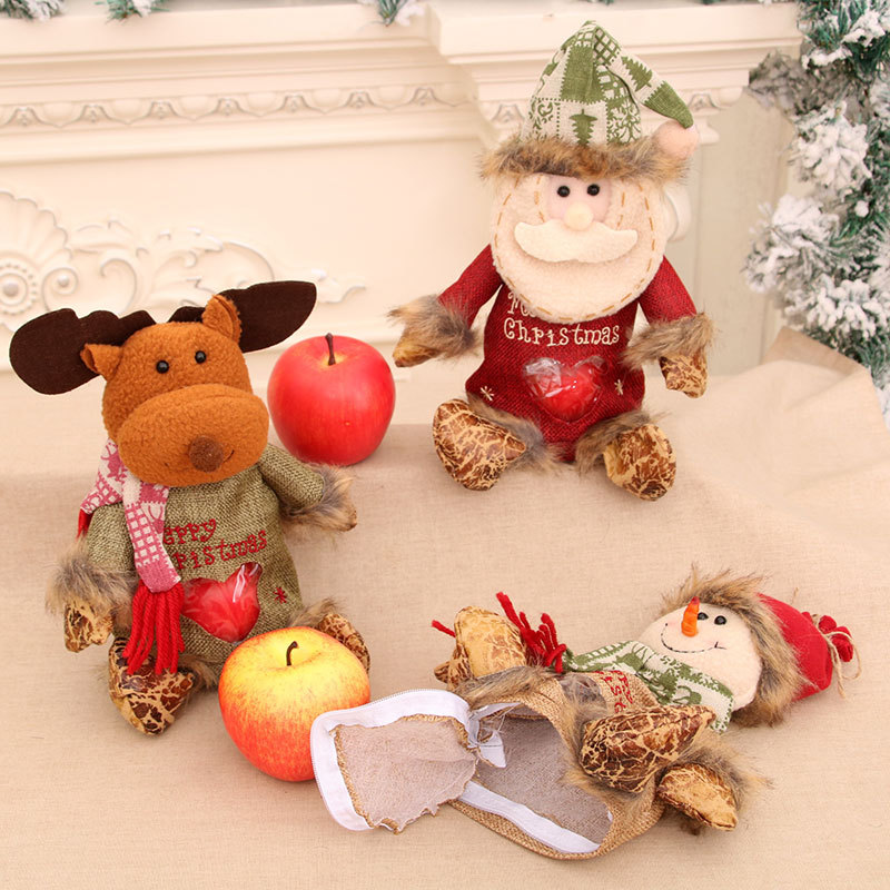 Bolsa de manzana de Navidad cremallera bolsa de regalo de Navidad bolsa de manzana de la noche de Navidad bolsa de regalo de muñeca de edad avanzada