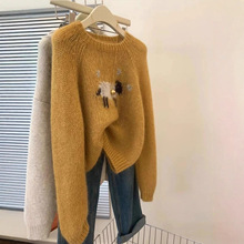 秋冬爆款慵懒风毛衣高级色针织衫打底外穿加厚保暖潮白枕鹤有吊牌