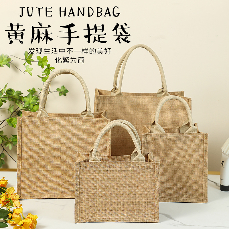 Bolsa de arpillera al por mayor bolsa de arpillera pintada a mano de Navidad bolsa de arpillera en blanco bolsa de yute MUJI