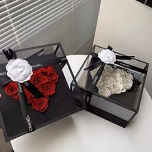 鲜花包装盒花束礼盒七夕情人节永生花永久亚克力花盒玫瑰心形盒子