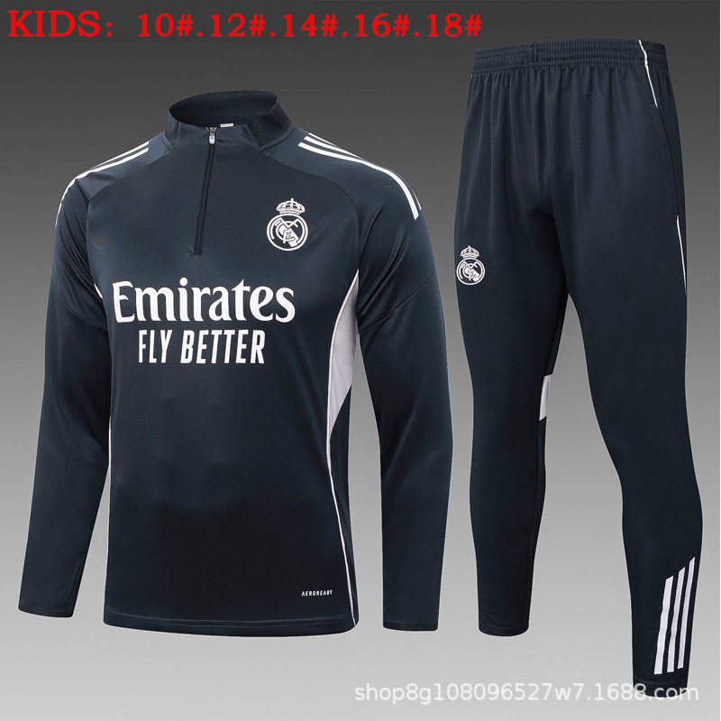 Half-Zip Children's Training Suit Paris Barcelona Long-Sleeve Autumn/Winter Jacket Running Sports Logo Football Uniform