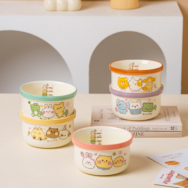 Children's Household Ceramic Rice Bowl, Small Bowl, Simple Rice Bowl, Creative Student Personalized Nordic Cute Tableware